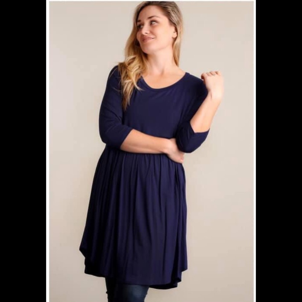 ๐๐๐ Navy Blue Baby Doll Dress - Picture 1 of 4